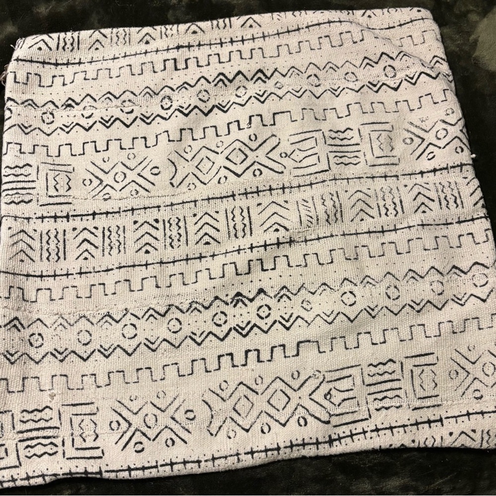 Restoration Hardware African Mudcloth Black and Off White Pillow Cover 22”x22”
